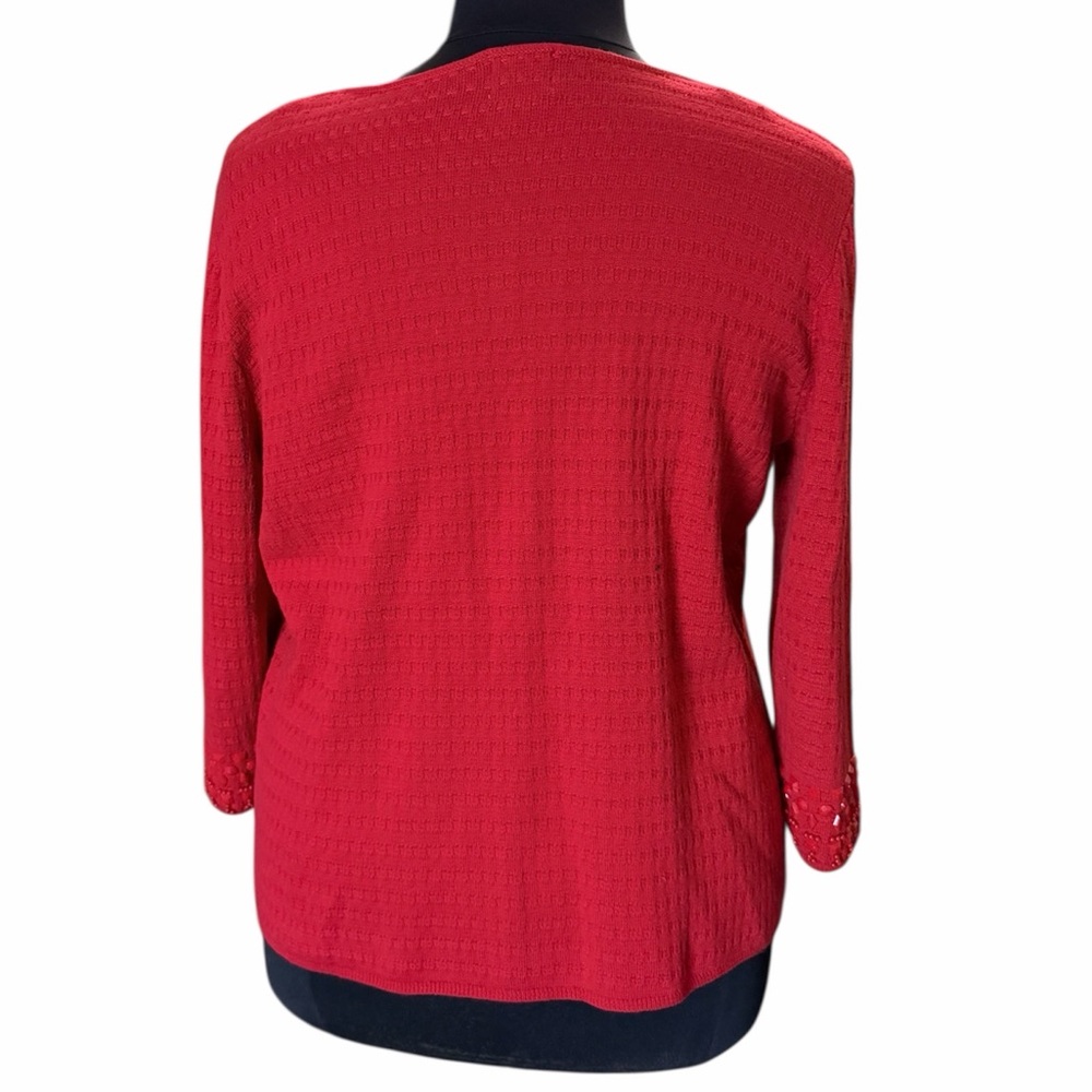 Ruby Rd Plus Size Beaded Red Cardigan Jacket with Snap Closure Size 2X - Picture 6 of 8